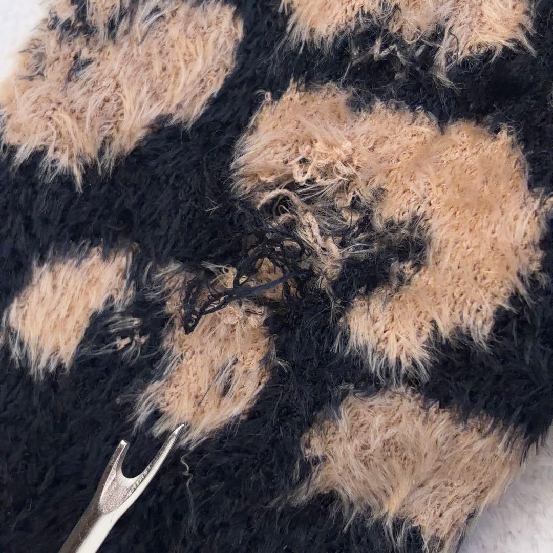 【PEARLY GATES】ゴルフ シャギーニット レオパード柄 ロゴ刺繍 0