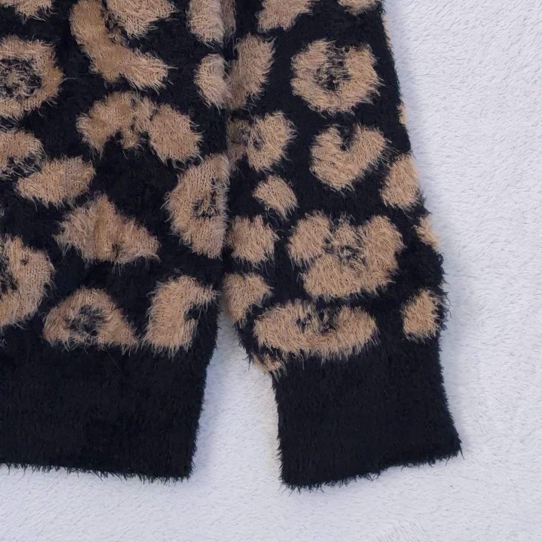 【PEARLY GATES】ゴルフ シャギーニット レオパード柄 ロゴ刺繍 0