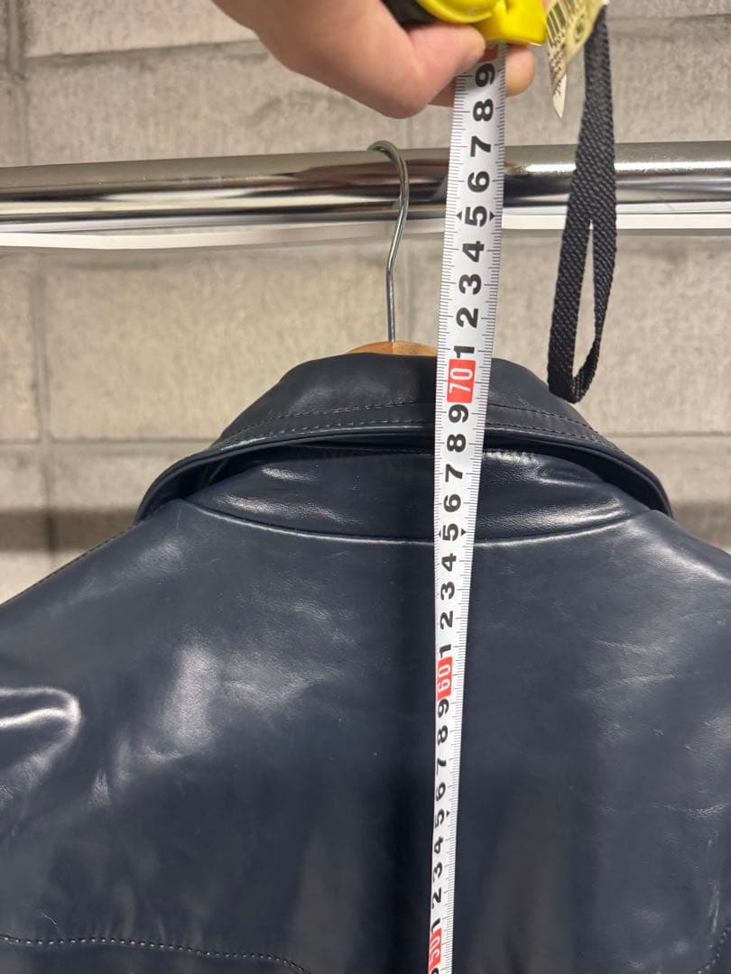 Haruf 本革 ダブルライダースジャケット LL 赤チェック裏地