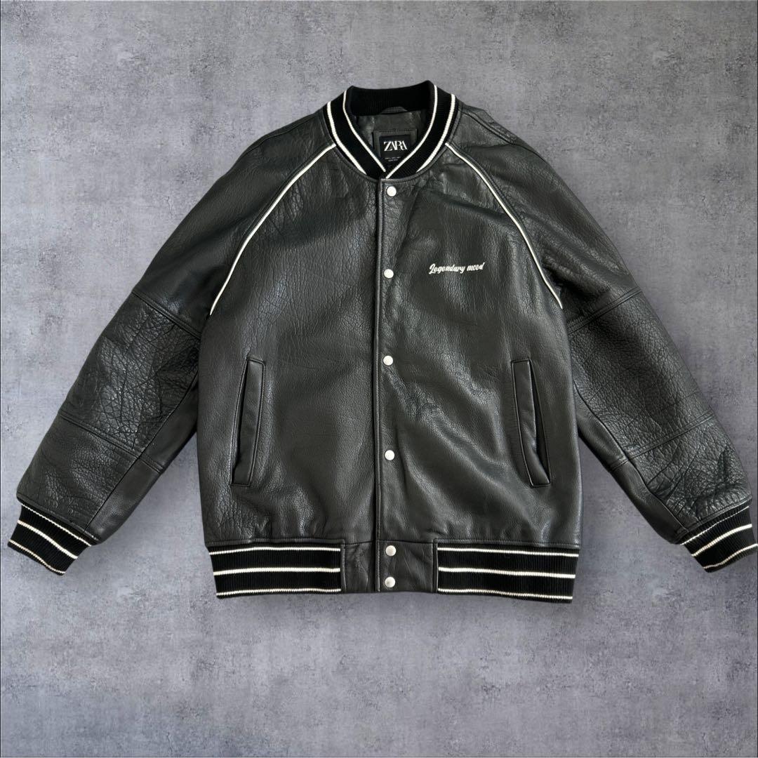 美品　ZARA バッファローレザー　本革　牛革　レザージャケット　Lサイズ