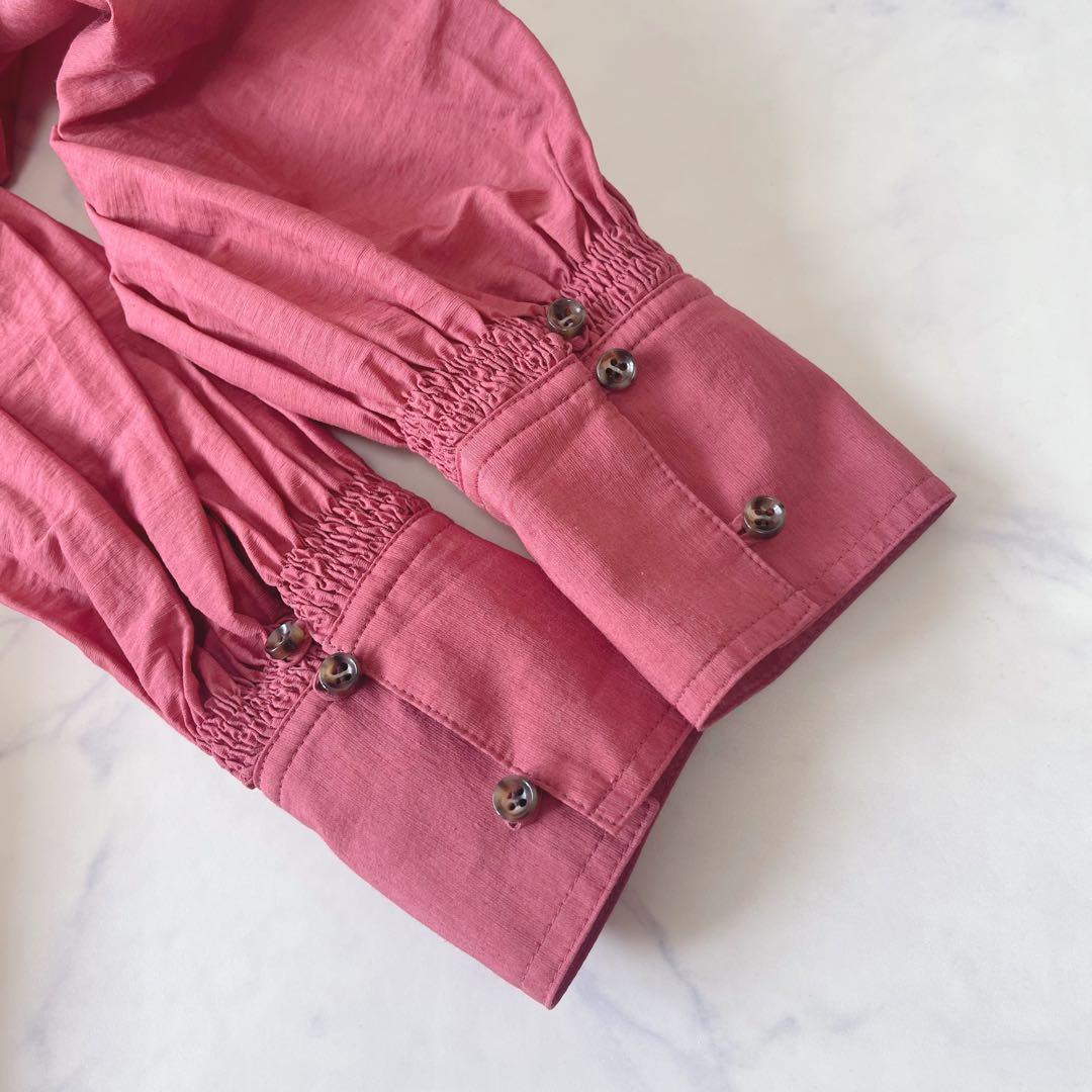 【美品】ELENDEEK リネン混 ラップ カシュクール ロングワンピースピンク