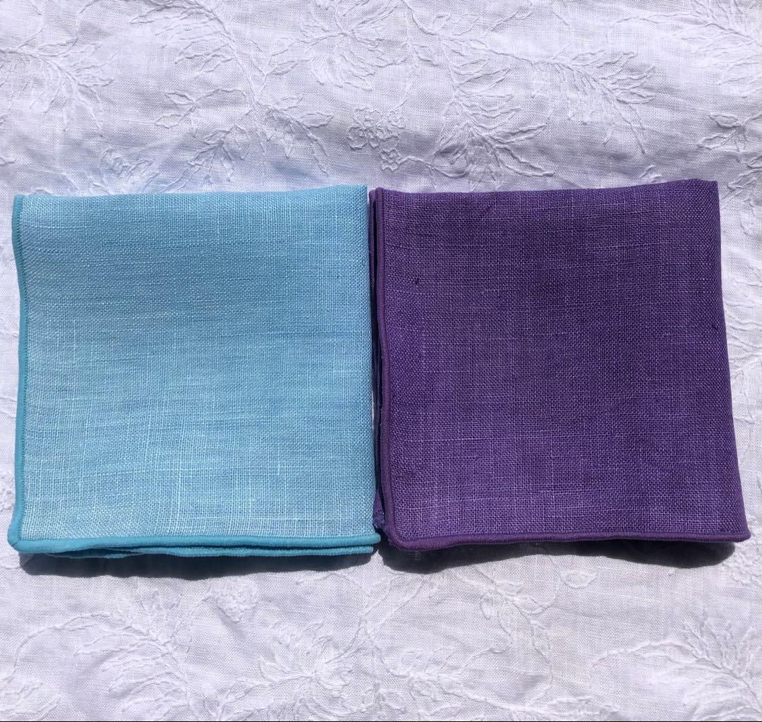 3枚セット　40cm 薄地　ヘンプハンカチ　ヘンプ100% 抗菌　防臭　チーフ