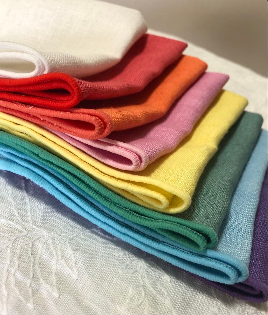 3枚セット　40cm 薄地　ヘンプハンカチ　ヘンプ100% 抗菌　防臭　チーフ