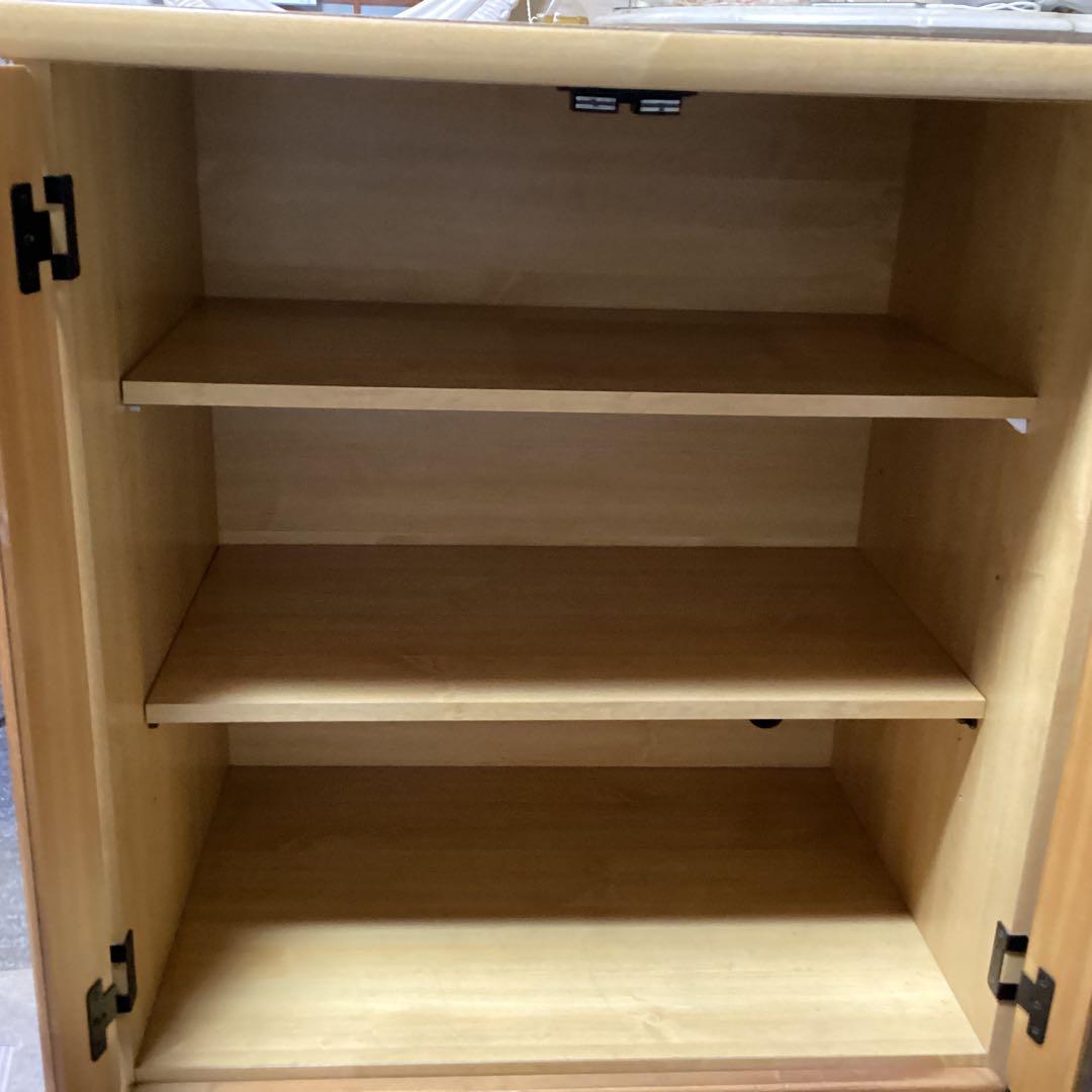 永野家具工業　扉付きキャビネット　3段　食器棚　台所用　レトロ