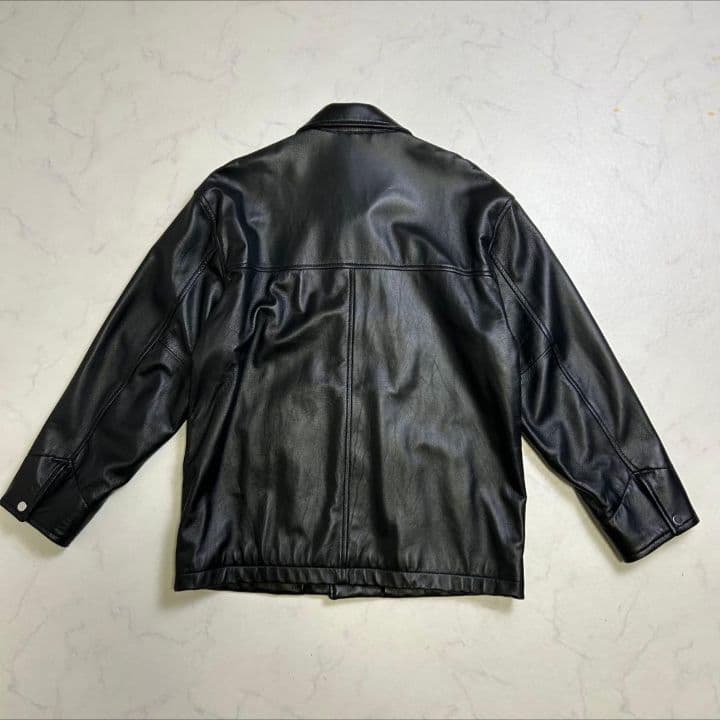 ナノユニバース レザー カーコート 羊革 黒 M 本革 レザージャケット