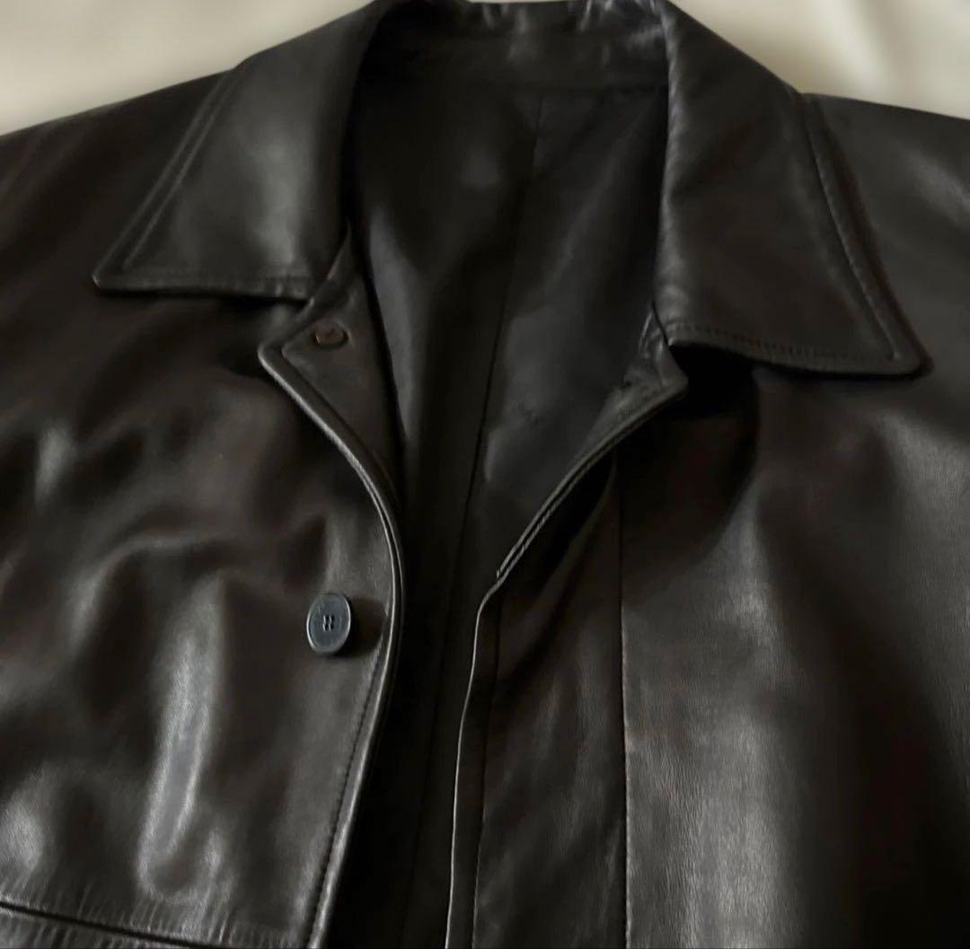 マキシ丈　レザーロングコート　着丈126cm ラムレザー　30万