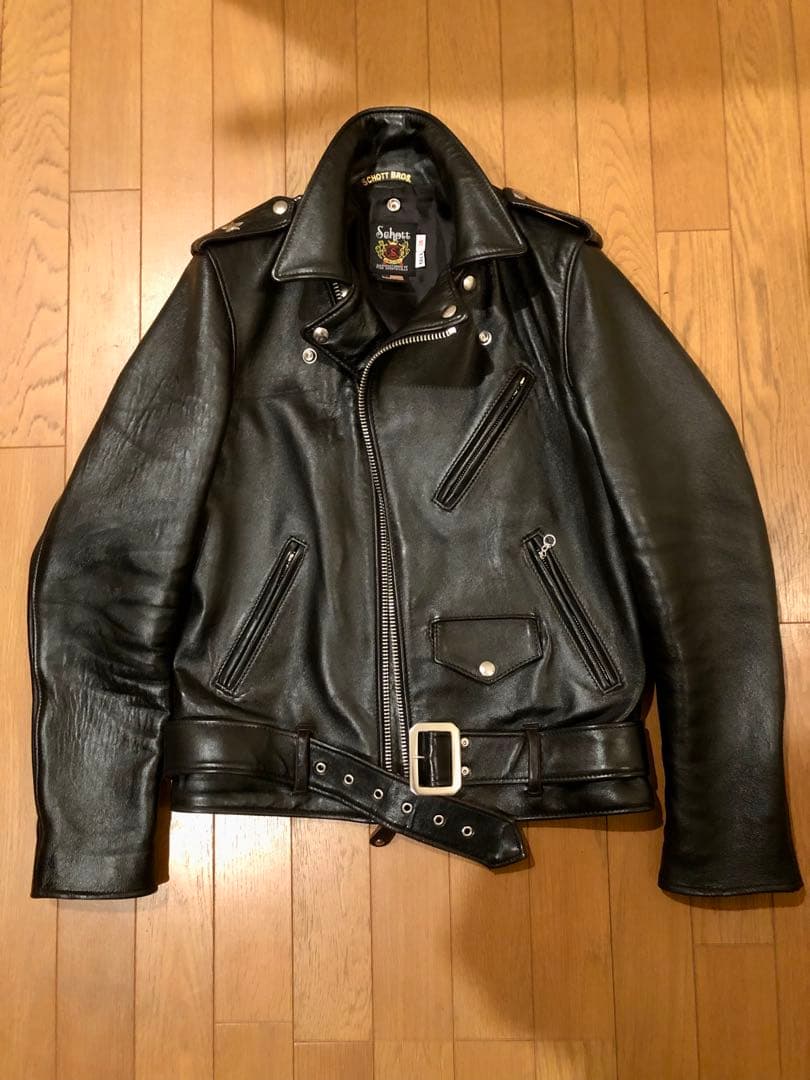 極美品 schott 217US シープ ワンスター 黒 茶芯 36