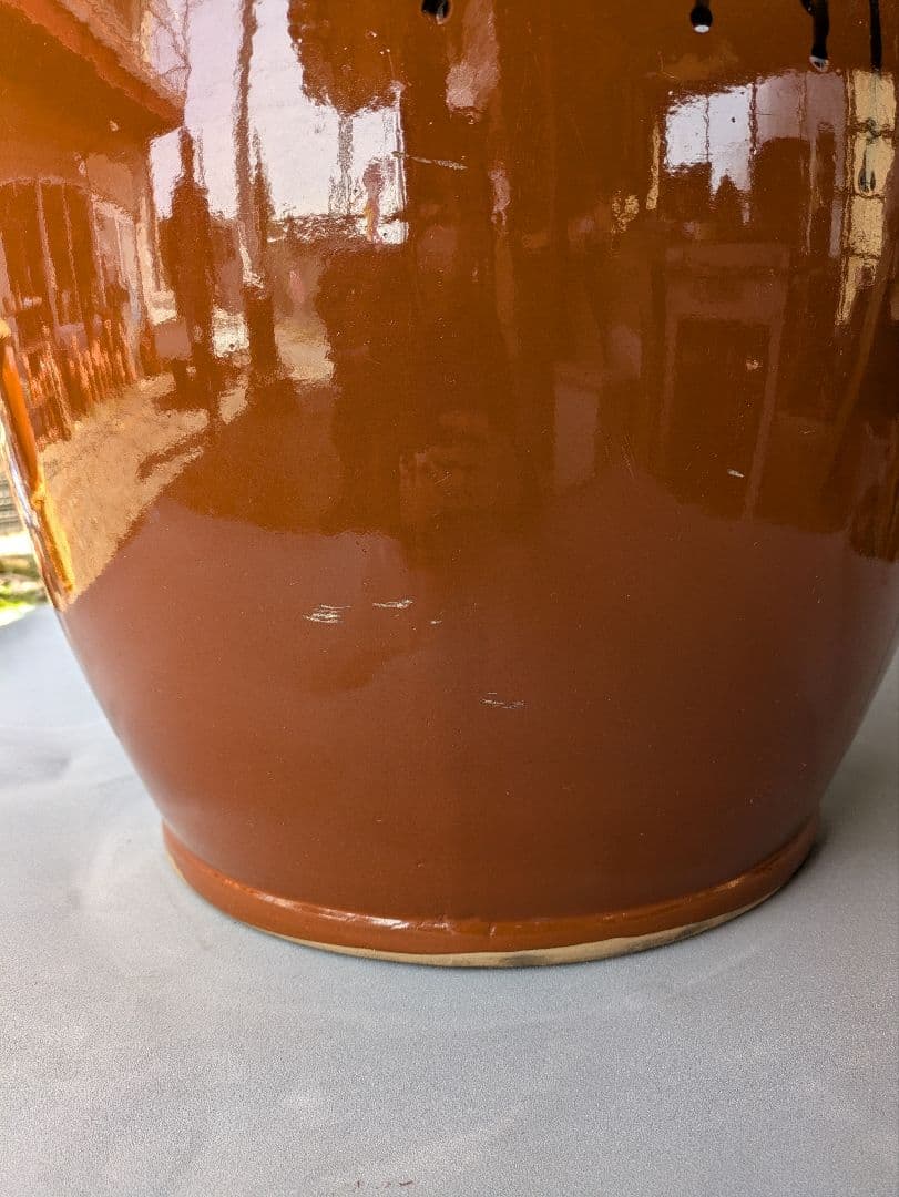 0002.日本製/常滑焼甕/木蓋付きかめ壺/32号