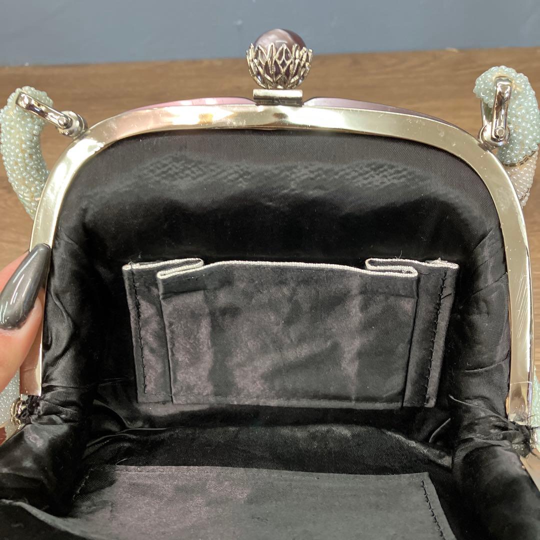 3F ヴィンテージ 総ビーズ ハンドバッグ 花柄 希少 パステルブルー バッグ