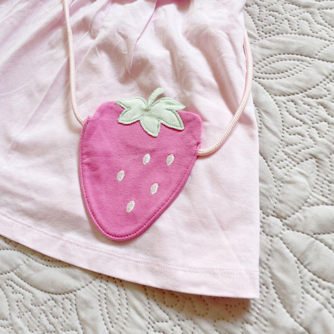 新品タグ付き　メゾピアノ　刺繍　カットソー　ピンク　90 ポシェット付き　フリル