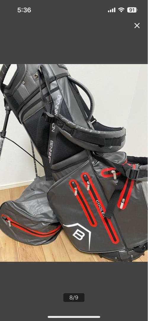 BENNINGTON キャディバッグ グレー/レッド