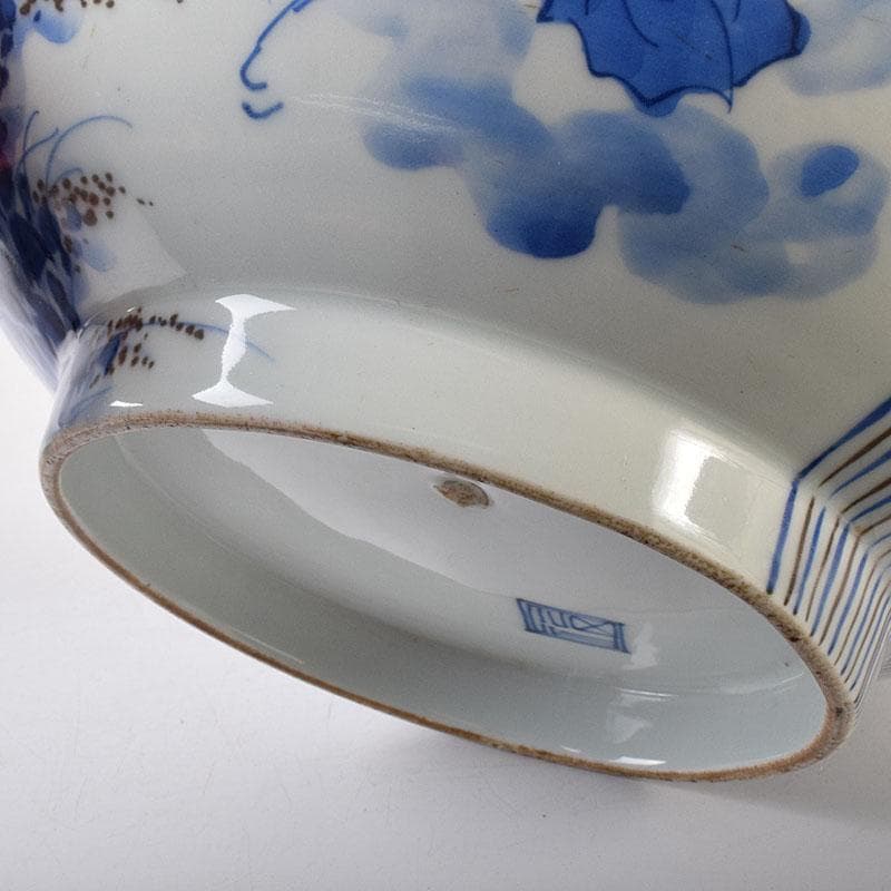 k8t　伊万里焼　古伊万里　染付　乱線草兎花文　高台皿　7692