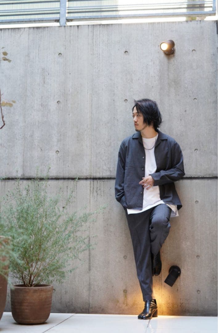 MBオープンカラーシャツ＆スラックスのセットアップコーデ（Mサイズ）メンズ用