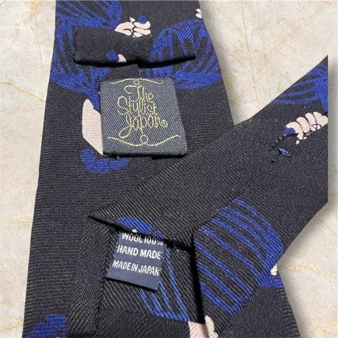 極美品☆スタイリストジャパンネクタイ マスカラデザインハンドメイドウール100%