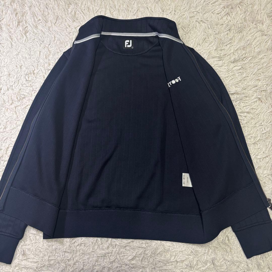 ◎極美品 FOOTJOY ゴルフ ニット ジップアップ レザー使い ロゴ刺繍L