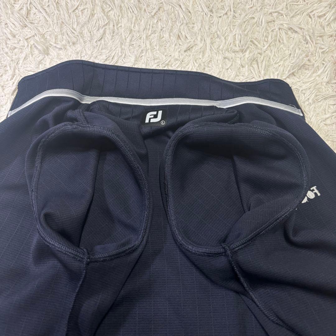 ◎極美品 FOOTJOY ゴルフ ニット ジップアップ レザー使い ロゴ刺繍L