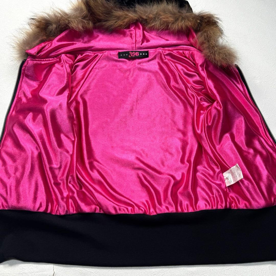 JSG Y2K 平成 ギャル ベロア ジップ パーカー 猫耳 ブラック ピンク