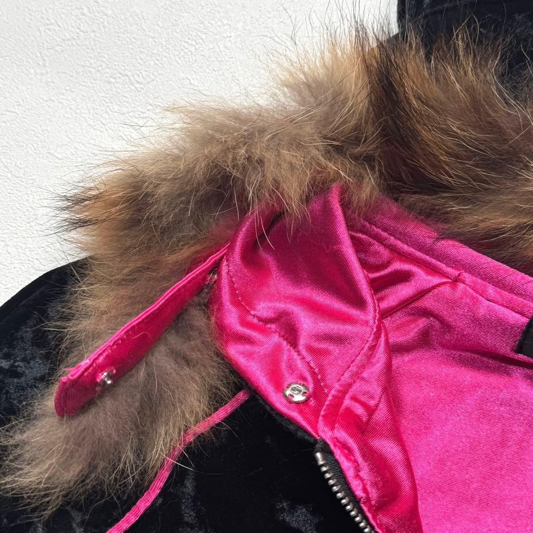 JSG Y2K 平成 ギャル ベロア ジップ パーカー 猫耳 ブラック ピンク