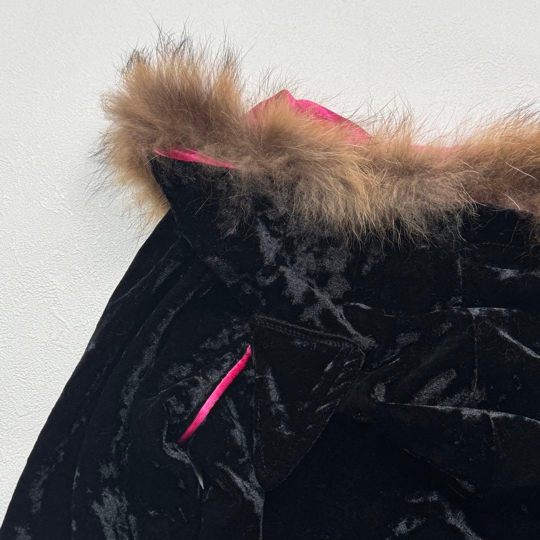 JSG Y2K 平成 ギャル ベロア ジップ パーカー 猫耳 ブラック ピンク