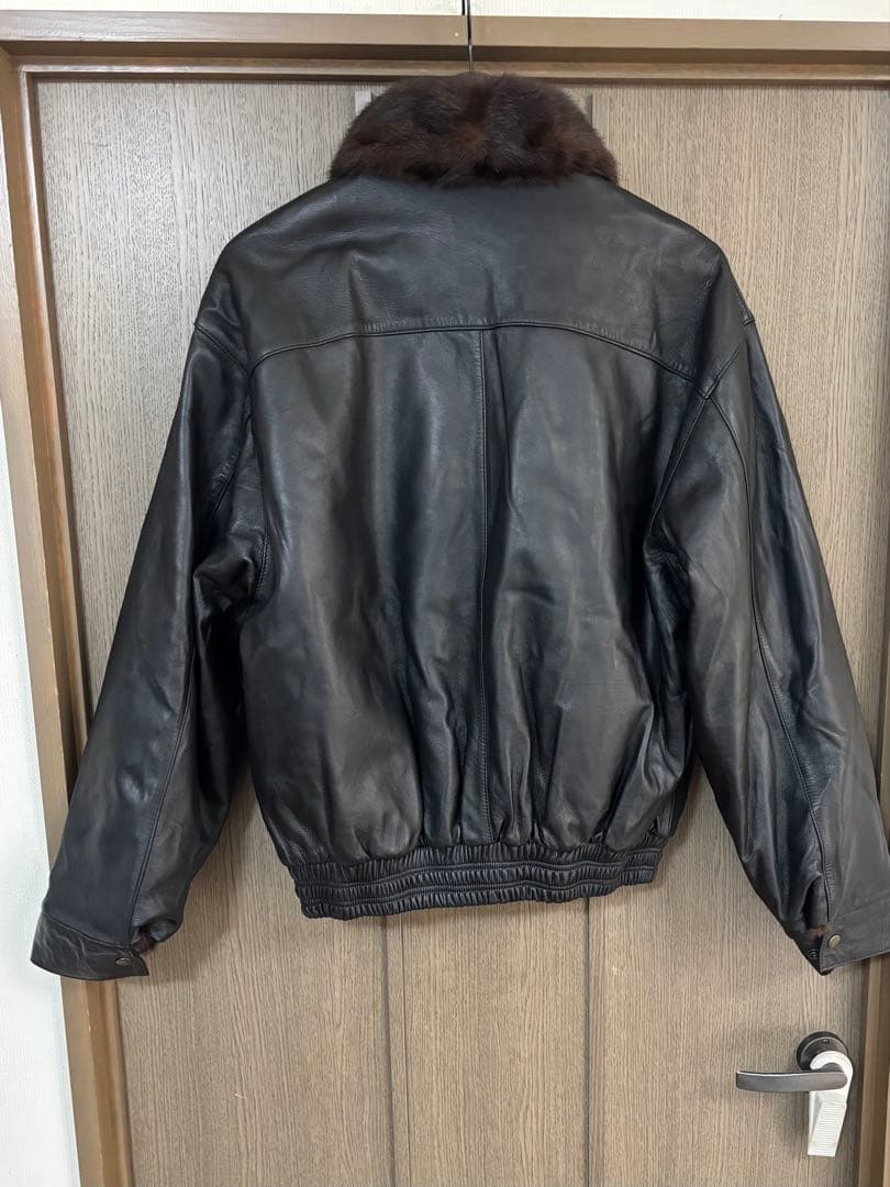 リバーシブル　レザー&ミンクファー　　レザージャケット　レトロ