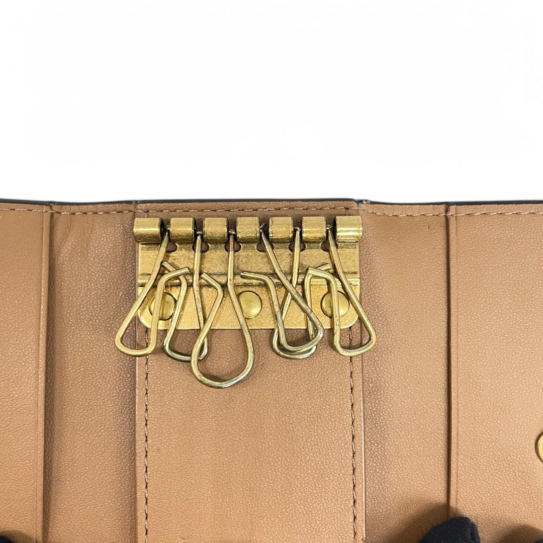 極美品　コーチ　6連キーケース　シグネチャー　ブラウン　花柄　レザー