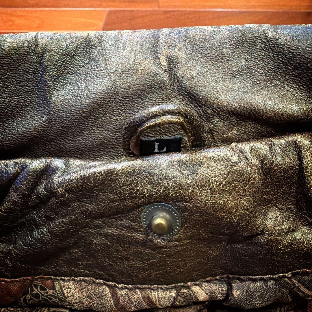 レザー ボンバージャケット フェード 短丈 ブラウン ビンテージ L フライト