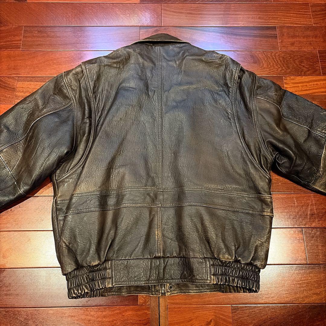レザー ボンバージャケット フェード 短丈 ブラウン ビンテージ L フライト