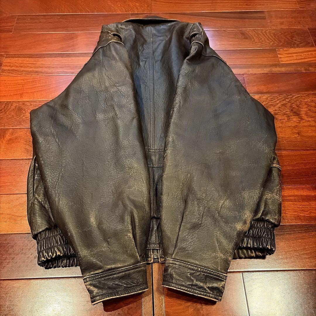 レザー ボンバージャケット フェード 短丈 ブラウン ビンテージ L フライト