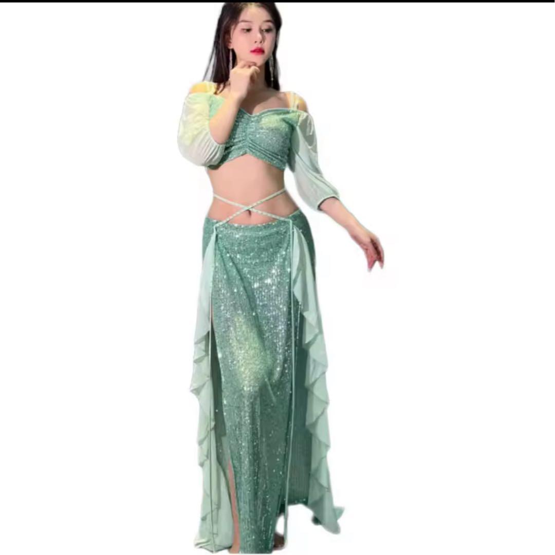 ベリーダンス セットアップ XXL ミントグリーン