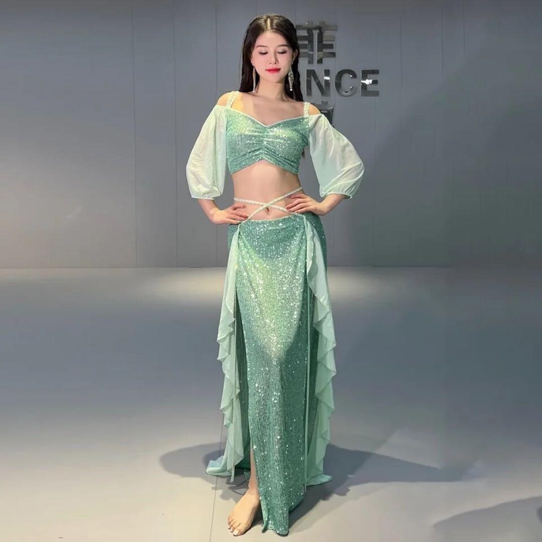 ベリーダンス セットアップ XXL ミントグリーン