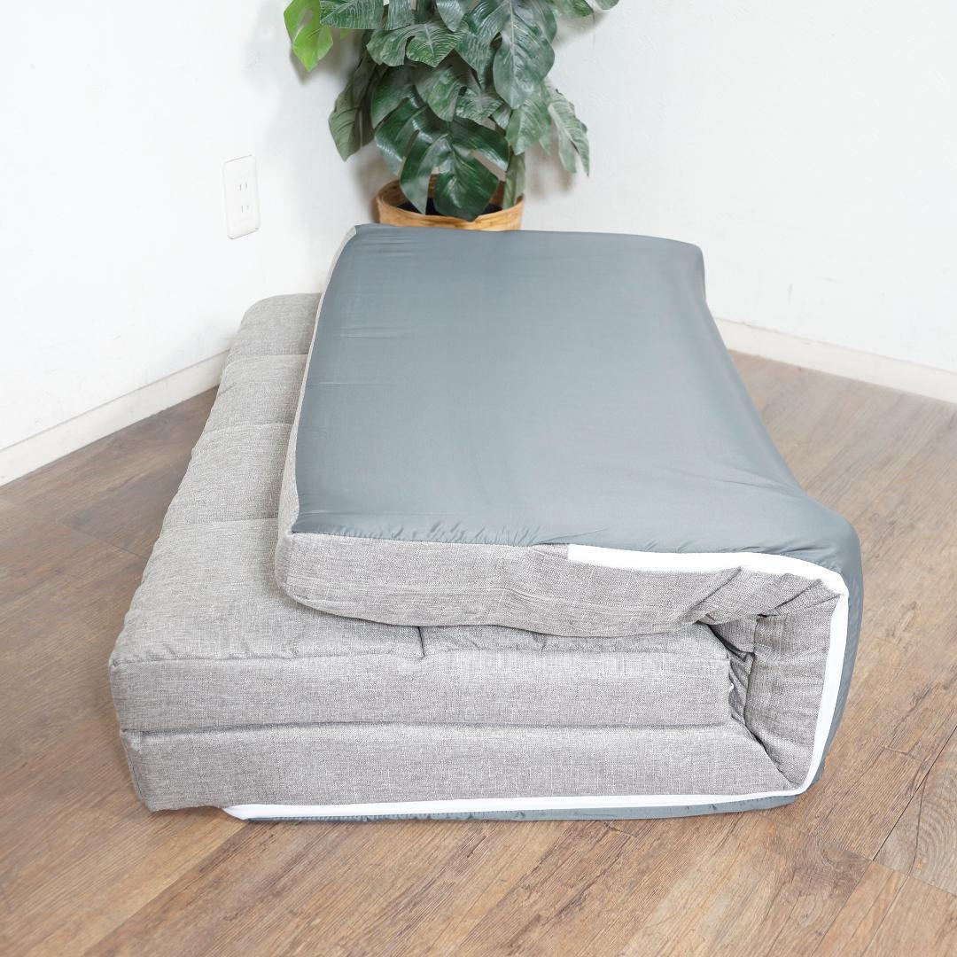 【新品】幅90cm　ハイバック3WAY　ソファベッド　14段階リクライニング