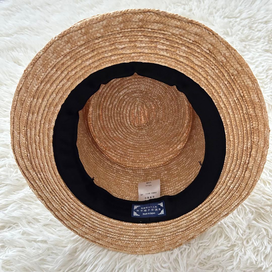 【田中帽子店】カンカン帽　ナチュラル　ポークパイ型　麦わら帽子　日本製　59㎝