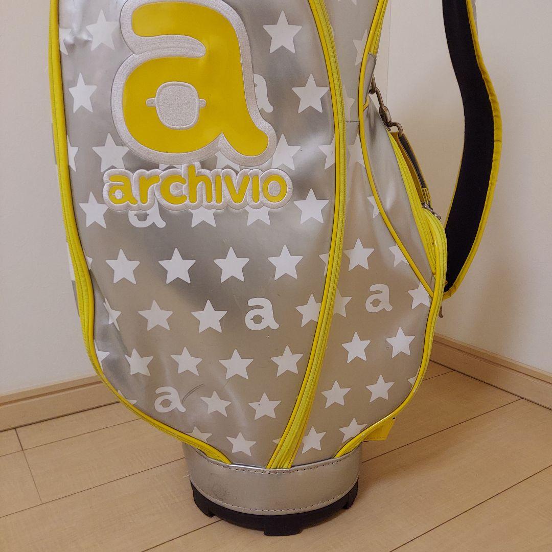 ARCHIVIO アルチビオ キャディバック シルバー/イエロー★ヘッドカバー付