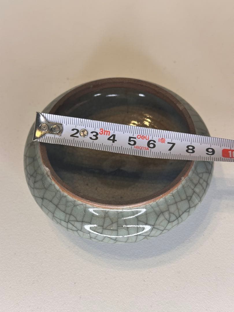 中国 清代 哥窯 水盂 傷あり 古陶磁 骨董品