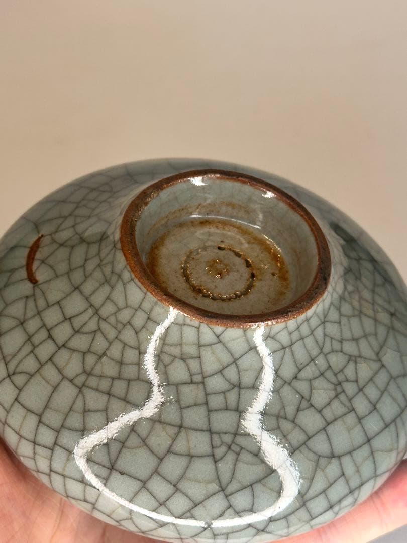 中国 清代 哥窯 水盂 傷あり 古陶磁 骨董品