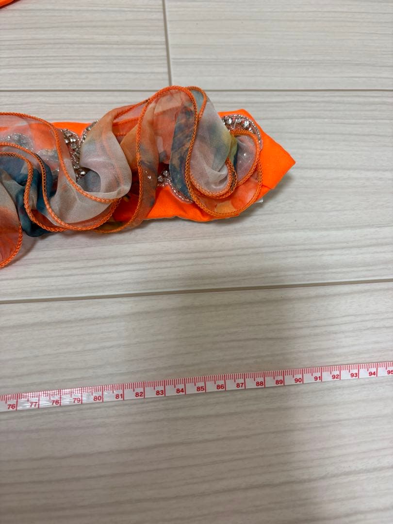 ベリーダンス衣装 オリエンタル セットアップ フリル オレンジ【美品】