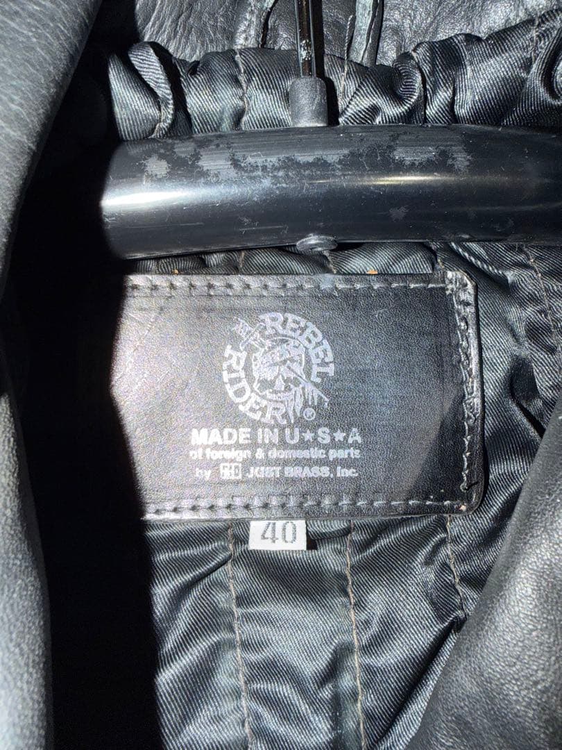 USA製 ブラックレザーライダースジャケット 40