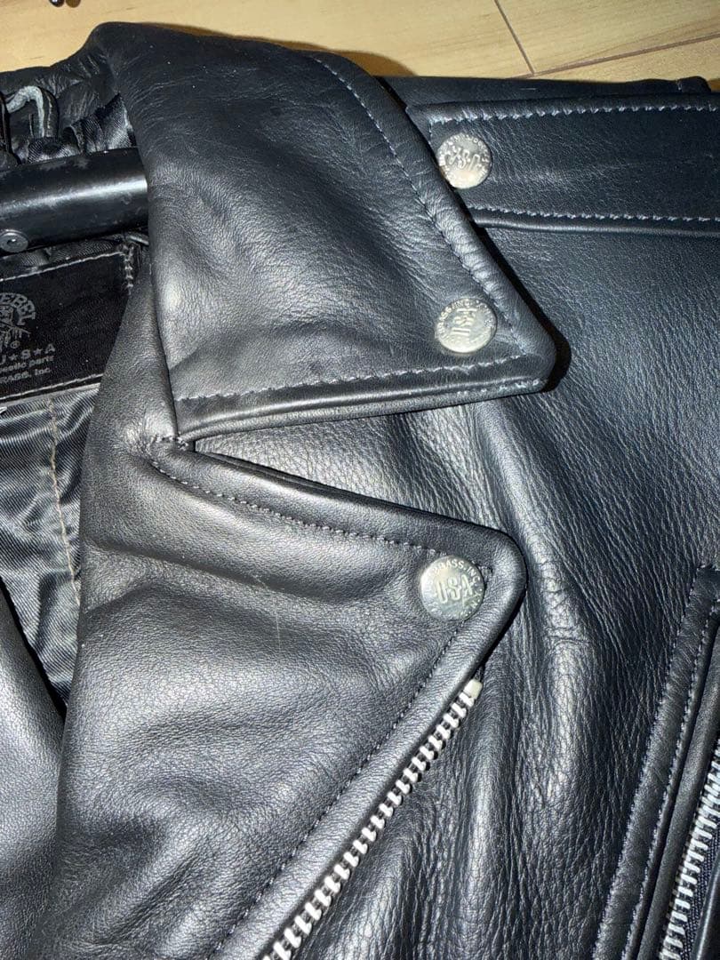 USA製 ブラックレザーライダースジャケット 40