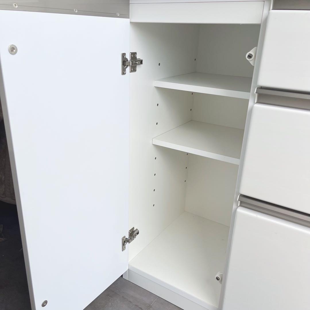 取付無料！ニトリ アルミナ2 w120 おしゃれホワイトキッチンボード 食器棚