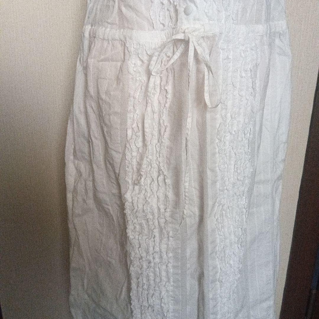 ホワイト ノースリーブ ロングワンピース