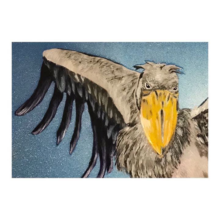 スプレーアート作品「不動の鳥　ハシビロコウ」