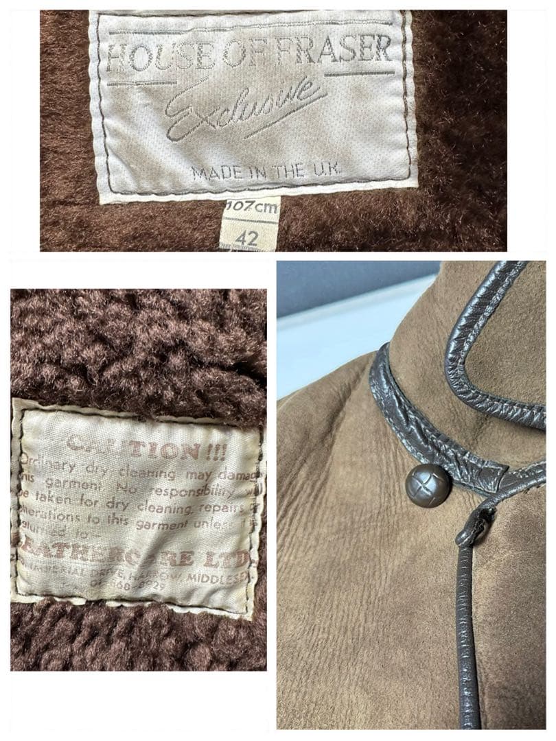 【イギリス製☆シープスキン☆ムートンコート】ブラウン☆XL ユーロヴィンテージ