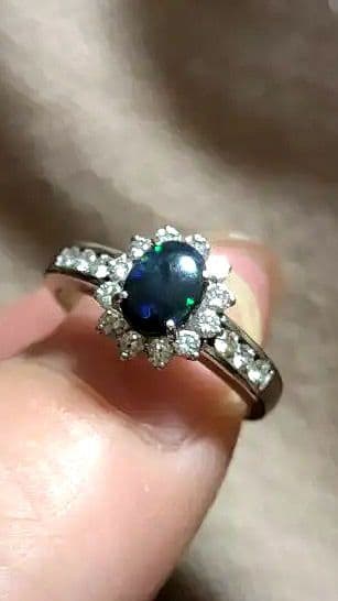 プラチナt900 ブラックオパール リング