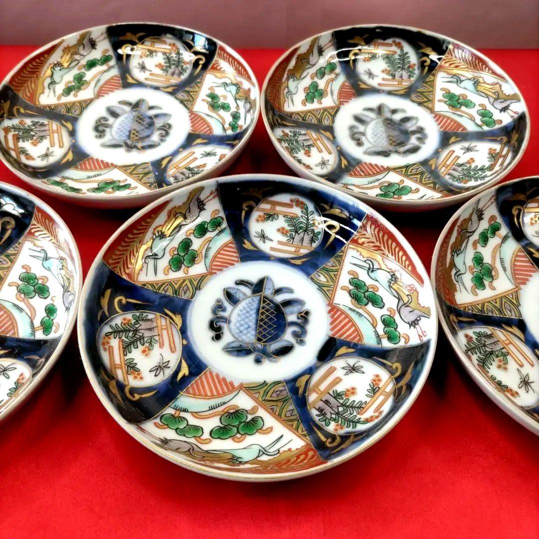 有田焼　伊万里焼　古伊万里　金彩　色絵　小皿　中皿　5寸皿5客セット　①