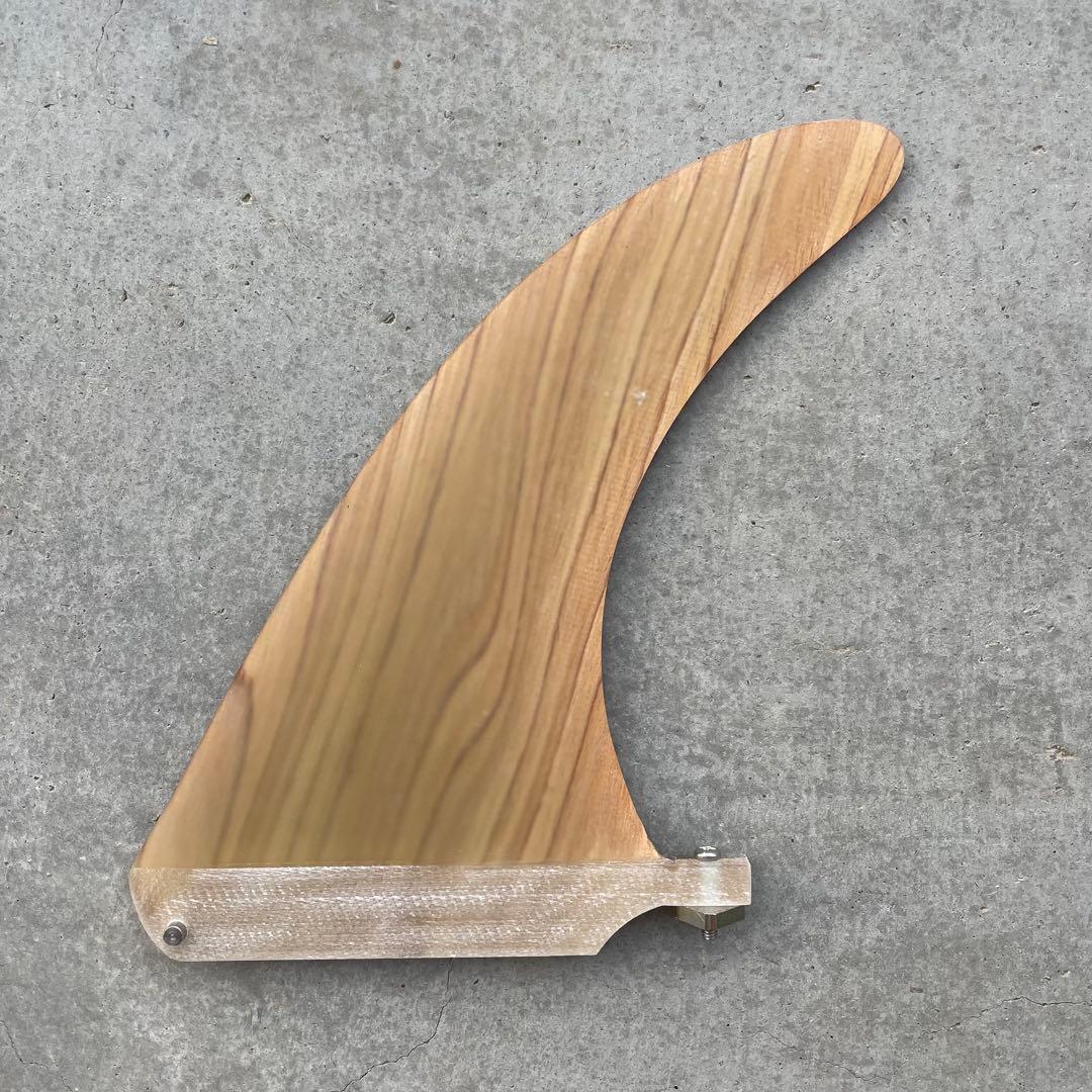 シングルフィン　フィン　ロングボード　ミッドレングス　ウッド　木目　7インチ