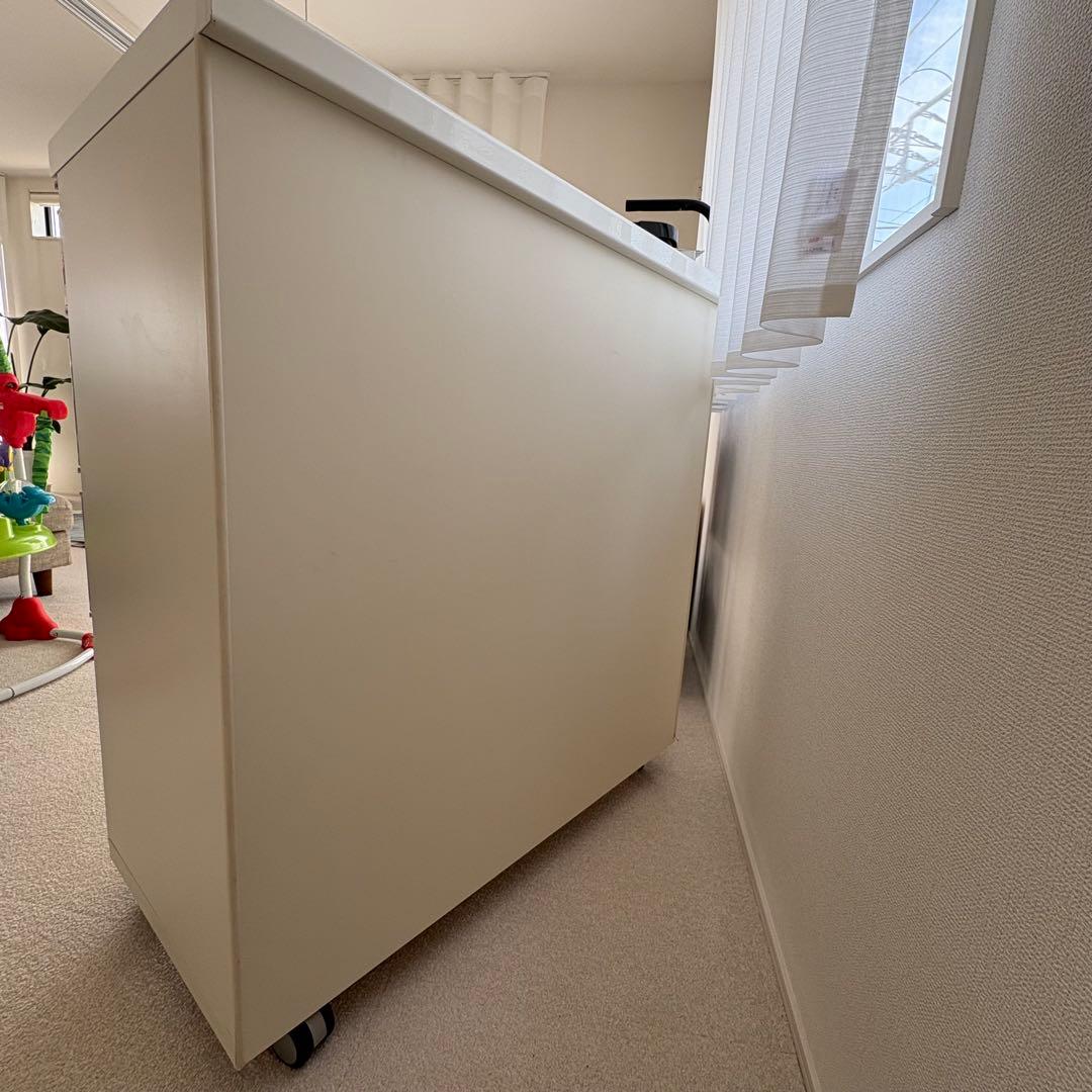 パモウナ キッチンカウンター 白 キャスター付き