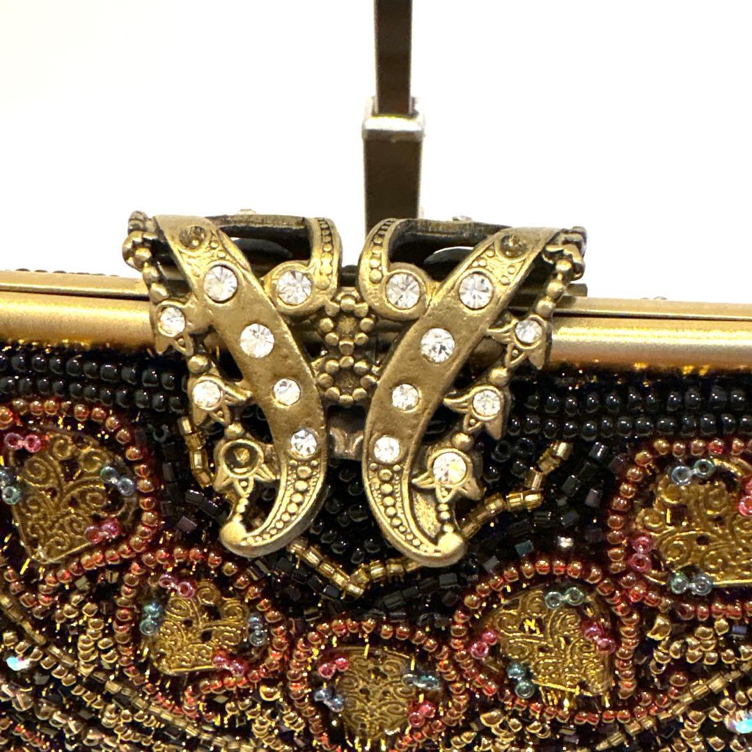 ビーズ刺繍 ハンドバッグ 黒 フォーマル