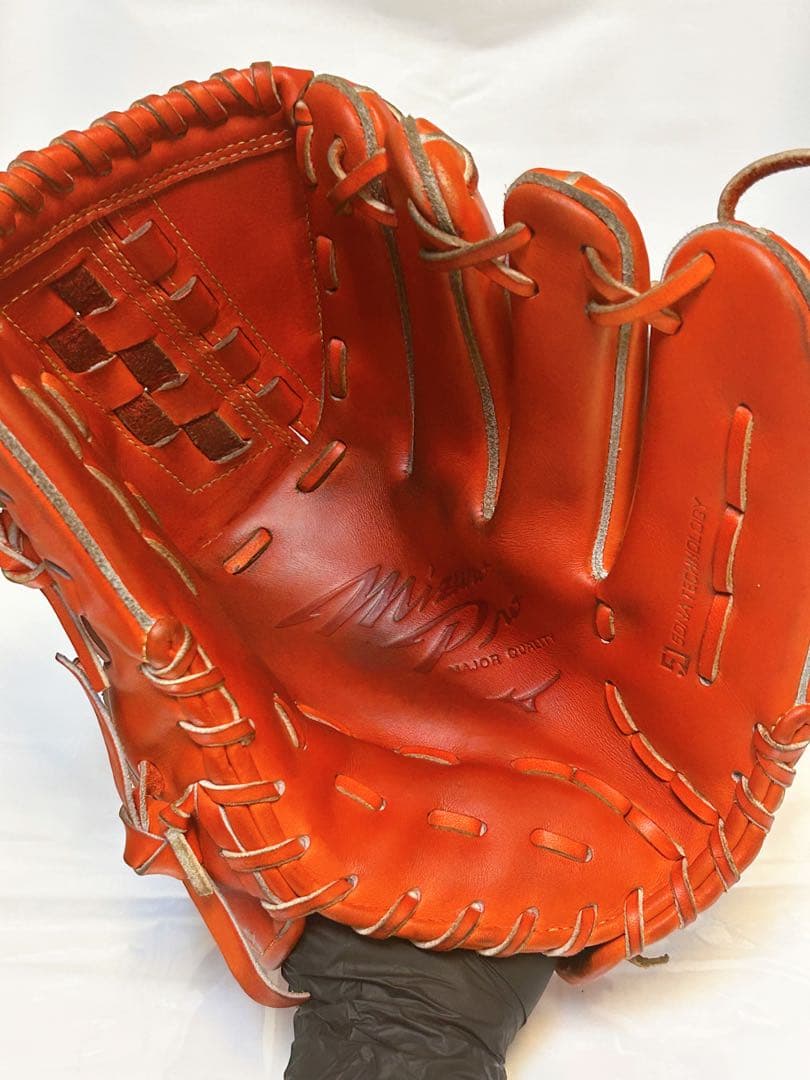 ★即戦力! ミズノプロ★硬式 投手用グローブ 赤オレンジ ピッチャー