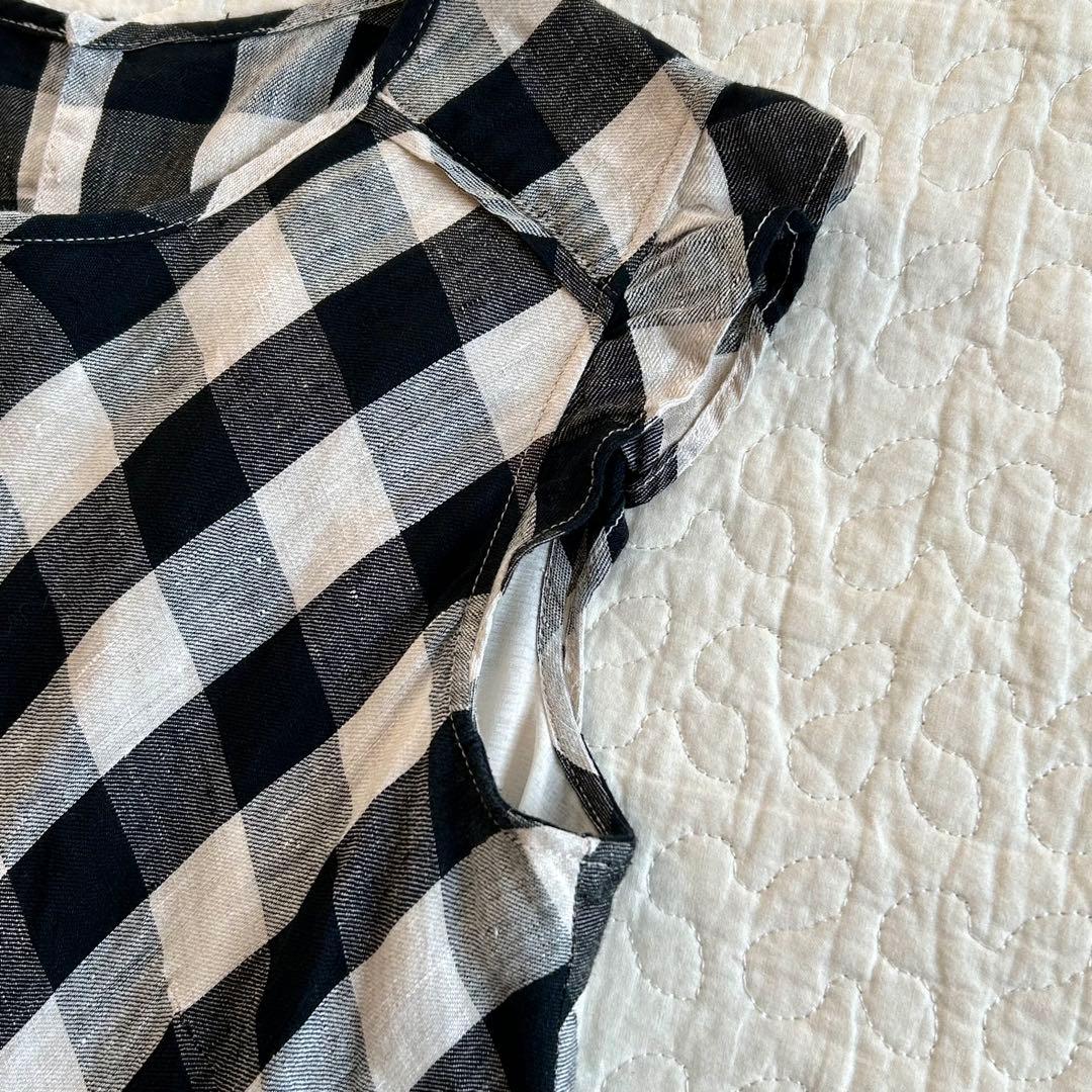 フランシュリッペ リネン100 ギンガムチェック ティアード ワンピース M