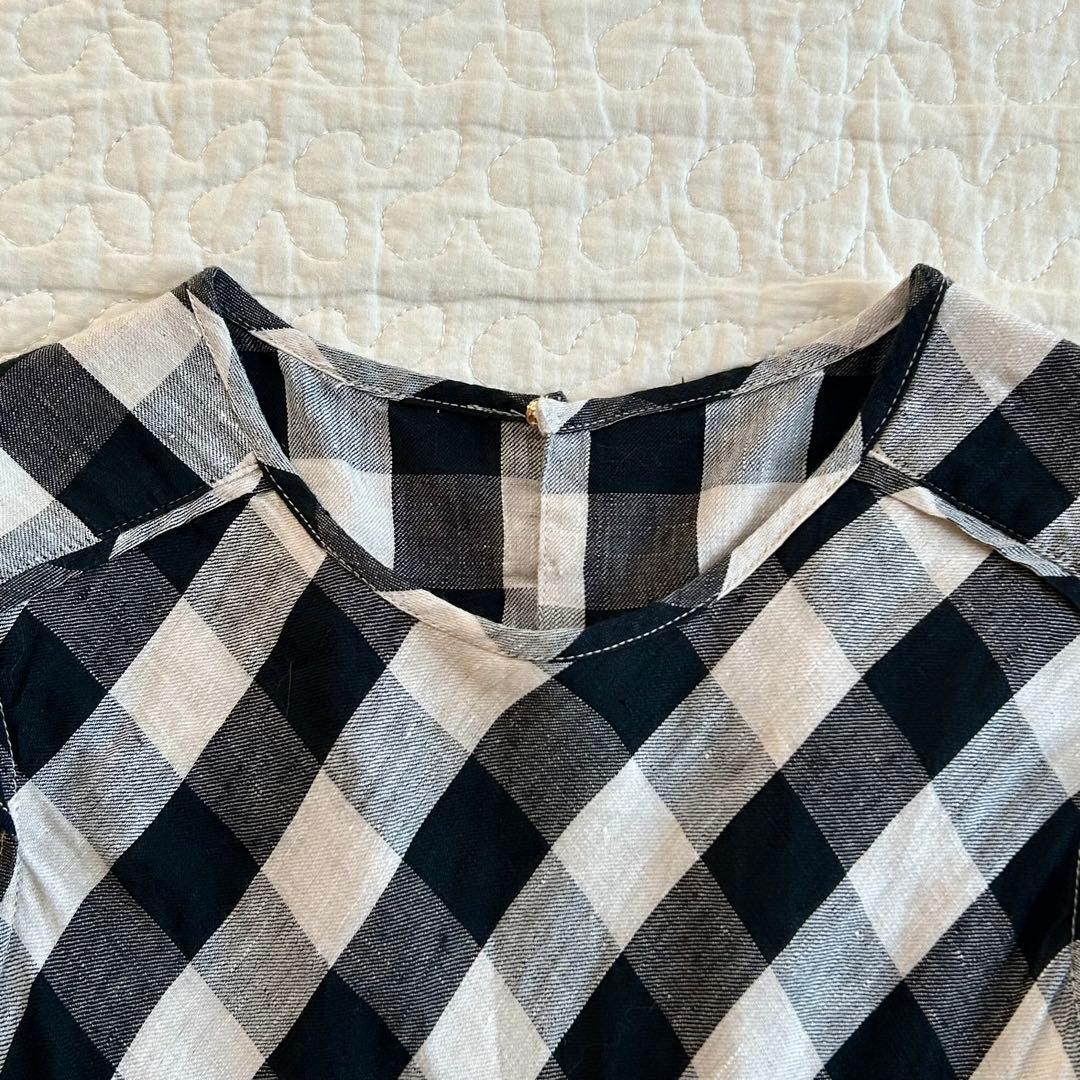 フランシュリッペ リネン100 ギンガムチェック ティアード ワンピース M